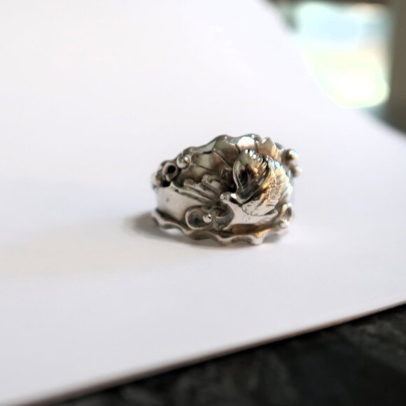 Vintage America Bald Eagle Wings Silver Tone Men's Ring Large Size 10.75 - Picture 10 of 12